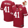 Men’s San Francisco 49ers #41 Antoine Bethea Scarlet Red 70th Anniversary Patch Stitched NFL Nike Elite Jersey