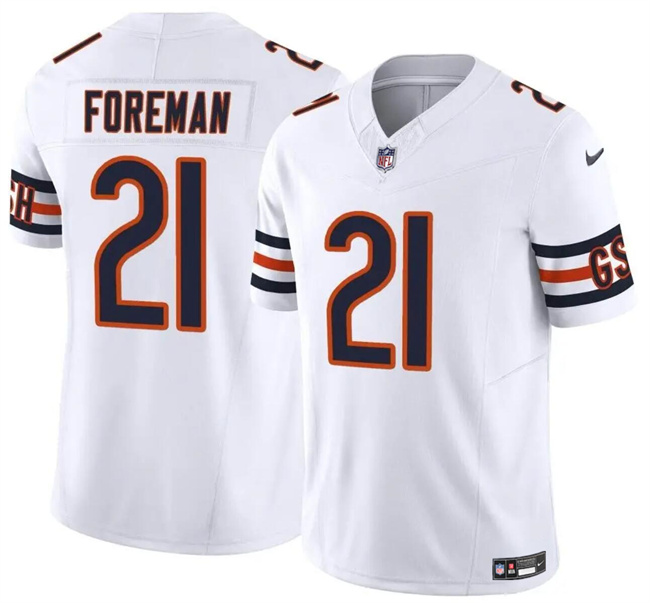 Men’s Chicago Bears #21 D’Onta Foreman White 2023 F.U.S.E. Vapor Football Stitched Jersey