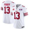 Men’s San Francisco 49ers #13 Brock Purdy White 2024 F.U.S.E. Super Bowl LVIII Patch And 1-star C Patch Vapor Untouchable Limited Football Stitched Jersey