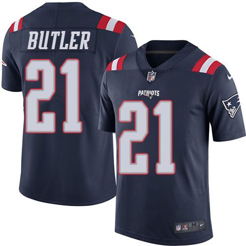 Nike Patriots #21 Malcolm Butler Navy Blue Men’s Stitched NFL Limited Rush Jersey