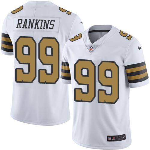 Nike Saints #99 Sheldon Rankins White Men’s Stitched NFL Limited Rush Jersey