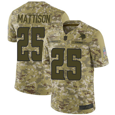 Vikings #25 Alexander Mattison Camo Men’s Stitched Football Limited 2018 Salute To Service Jersey