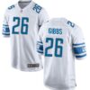 Men’s Detroit Lions Jahmyr Gibbs #26 Nike White Official NFL Game Jersey