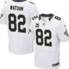 Men’s New Orleans Saints #82 Benjamin Watson White Road C Patch NFL Nike Elite Jersey