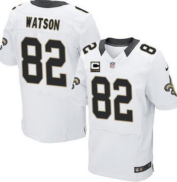 Men’s New Orleans Saints #82 Benjamin Watson White Road C Patch NFL Nike Elite Jersey