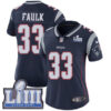 #33 Limited Kevin Faulk Navy Blue Nike NFL Home Women’s Jersey New England Patriots Vapor Untouchable Super Bowl LIII Bound