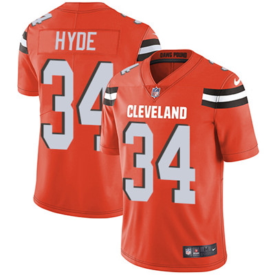 Nike Cleveland Browns #34 Carlos Hyde Orange Alternate Men’s Stitched NFL Vapor Untouchable Limited Jersey