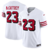 Men’s San Francisco 49ers #23 Christian McCaffrey New White 2023 F.U.S.E. Vapor Untouchable Limited Stitched Football Jersey