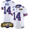 Men’s Buffalo Bills #14 Stefon Diggs White 2023 F.U.S.E. AFC East Champions With 3-star C Ptach Football Stitched Jersey