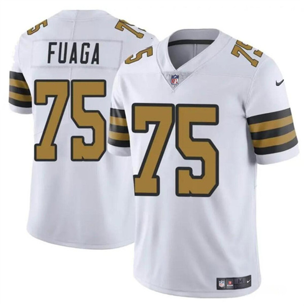 Men’s New Orleans Saints #75 Taliese Fuaga White 2024 Draft Color Rush Limited Football Stitched Jersey