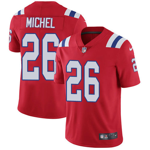 Men’s Nike New England Patriots #26 Sony Michel Red Alternate Stitched NFL Vapor Untouchable Limited Jersey