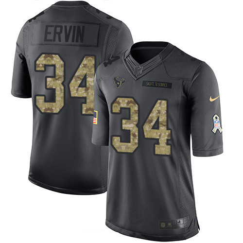 Men’s Houston Texans #34 Tyler Ervin Black Anthracite 2016 Salute To Service Stitched NFL Nike Limited Jersey