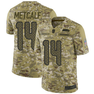 Seahawks #14 D.K. Metcalf Camo Men’s Stitched Football Limited 2018 Salute To Service Jersey