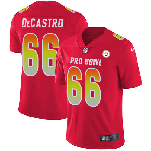 Nike Pittsburgh Steelers #66 David DeCastro Red Men’s Stitched NFL Limited AFC 2019 Pro Bowl Jersey