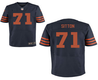 Men’s Chicago Bears #71 Josh Sitton Navy Blue With Orange Alternate Stitched NFL Nike Elite Jersey