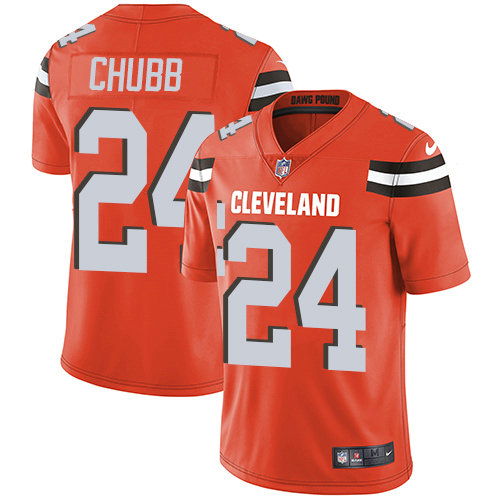Nike Browns #24 Nick Chubb Orange Alternate Men’s Stitched NFL Vapor Untouchable Limited Jersey
