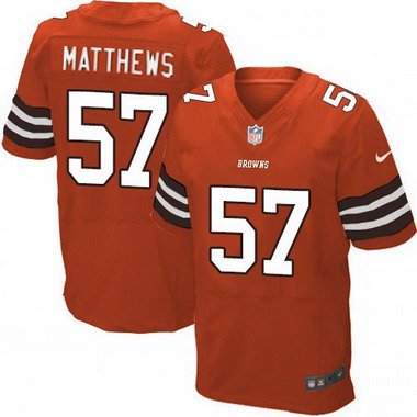 Men’s Cleveland Browns #57 Clay Matthews Orange Alternate NFL Nike Elite Jersey