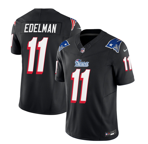 Men’s New England Patriots #11 Julian Edelman Black 2023 F.U.S.E. Vapor Limited Football Stitched Jersey