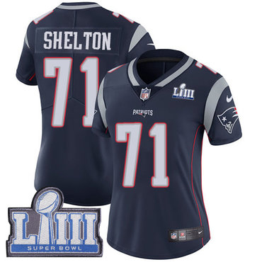 #71 Limited Danny Shelton Navy Blue Nike NFL Home Women’s Jersey New England Patriots Vapor Untouchable Super Bowl LIII Bound