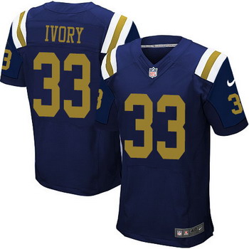 Men’s New York Jets #33 Chris Ivory Navy Blue Alternate NFL Nike Elite Jersey