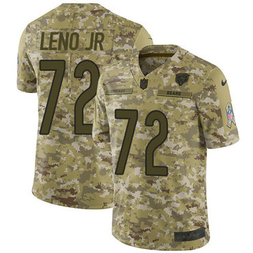 Men’s Nike Chicago Bears #72 Charles Leno Jr Camo Stitched Football Limited 2018 Salute To Service Jersey