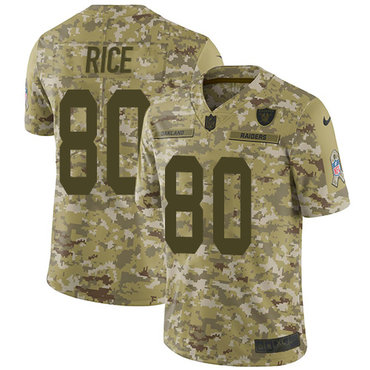 Nike Raiders #80 Jerry Rice Camo Men’s Stitched NFL Limited 2018 Salute To Service Jersey
