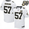 Men’s New Orleans Saints #57 Rickey Jackson White 50th Season Patch Stitched NFL Nike Elite Jersey