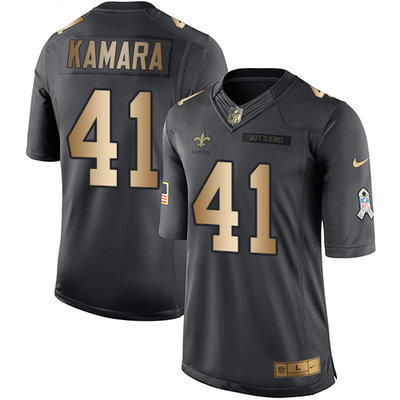 Nike New Orleans Saints #41 Alvin Kamara Black Men’s Stitched NFL Limited Gold Salute To Service Jersey