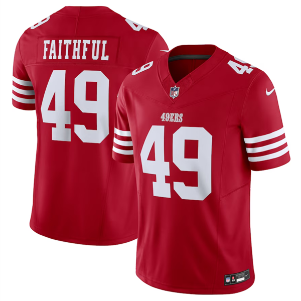 Men’s San Francisco 49ers #49 Faithful Red 2023 F.U.S.E. Vapor Untouchable Limited Stitched Football Jersey