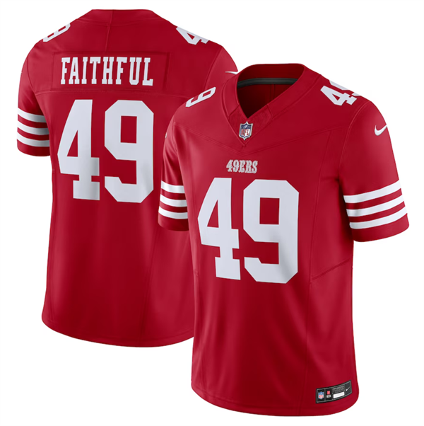 Men’s San Francisco 49ers #49 Faithful Red 2023 F.U.S.E. Vapor Untouchable Limited Stitched Football Jersey
