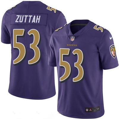 Men’s Baltimore Ravens #53 Jeremy Zuttah Purple 2016 Color Rush Stitched NFL Nike Limited Jersey