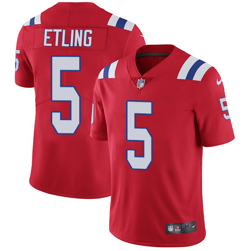 Men’s Nike New England Patriots #5 Danny Etling Red Alternate Vapor Untouchable Limited Jersey