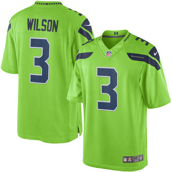 Men’s Seattle Seahawks #3 Russell Wilson Nike Green Color Rush Limited Jersey