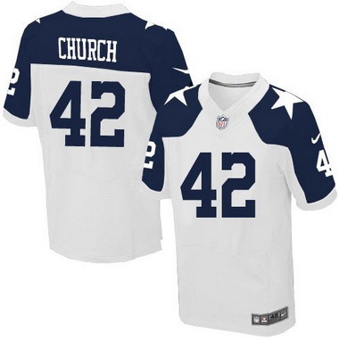 Men’s Dallas Cowboys #42 Barry Church White Thanksgiving Alternate NFL Nike Elite Jersey