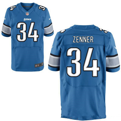 Men’s Detroit Lions #34 Zach Zenner Light Blue Team Color Stitched NFL Nike Elite Jersey