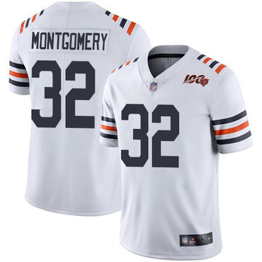 Bears #32 David Montgomery White Alternate Men’s Stitched Football Vapor Untouchable Limited 100th Season Jersey