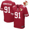 Men’s San Francisco 49ers #91 Arik Armstead Scarlet Red 70th Anniversary Patch Stitched NFL Nike Elite Jersey
