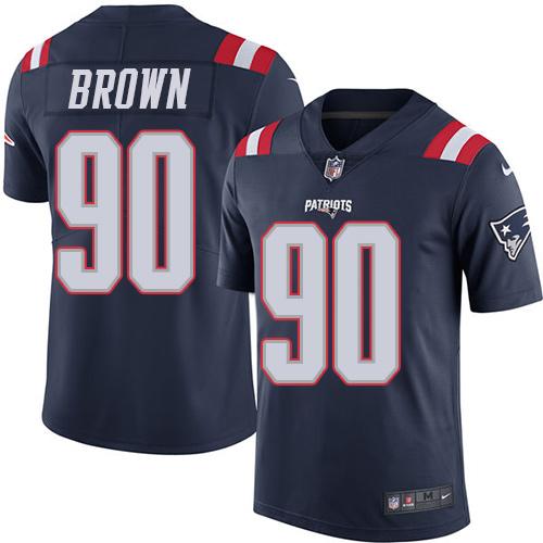Nike Patriots #90 Malcom Brown Navy Blue Men’s Stitched NFL Limited Rush Jersey