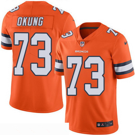 Men’s Denver Broncos #73 Russell Okung Orange 2016 Color Rush Stitched NFL Nike Limited Jersey