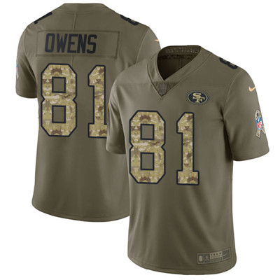 Nike 49ers #81 Terrell Owens Olive Camo Men’s Stitched NFL Limited 2017 Salute To Service Jersey
