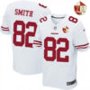 Men’s San Francisco 49ers #82 Torrey Smith White 70th Anniversary Patch Stitched NFL Nike Elite Jersey