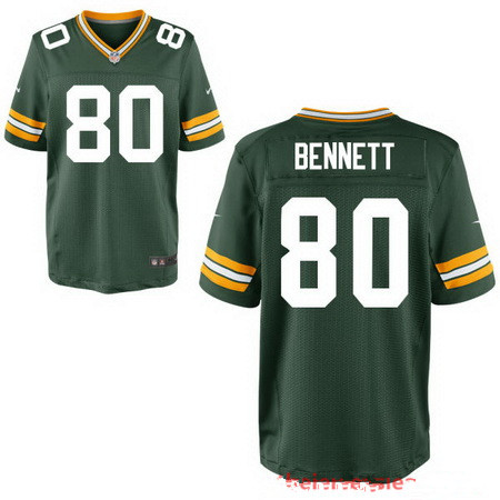 Men’s Green Bay Packers #80 Martellus Bennett Green Team Color Stitched NFL Nike Elite Jersey