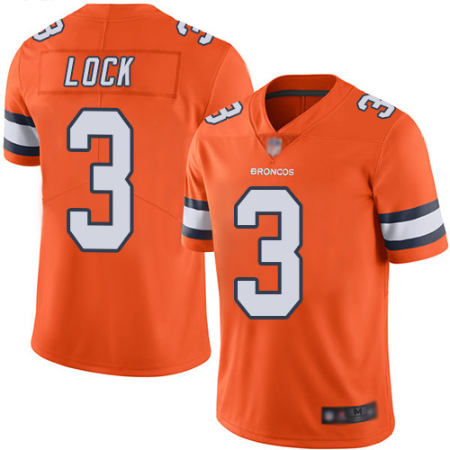 Broncos #3 Drew Lock Orange Men’s Stitched Football Limited Rush Jersey