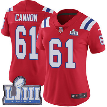 #61 Limited Marcus Cannon Red Nike NFL Alternate Women’s Jersey New England Patriots Vapor Untouchable Super Bowl LIII Bound