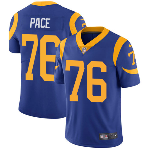 Nike Los Angeles Rams #76 Orlando Pace Royal Blue Alternate Men’s Stitched NFL Vapor Untouchable Limited Jersey