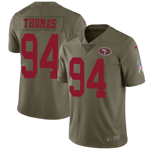 Men’s Nike San Francisco 49ers #94 Solomon Thomas Olive 2017 Salute to Service NFL Limited Stitched Jersey