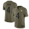 Men’s Minnesota Vikings #4 Dalvin Cook 2022 Olive Salute To Service Limited Stitched Jersey