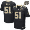 Men’s New Orleans Saints #51 Sam Mills Black 50th Season Patch Stitched NFL Nike Elite Jersey