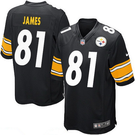 Men’s Pittsburgh Steelers #81 Jesse James Black Team Color Stitched NFL Nike Game Jersey