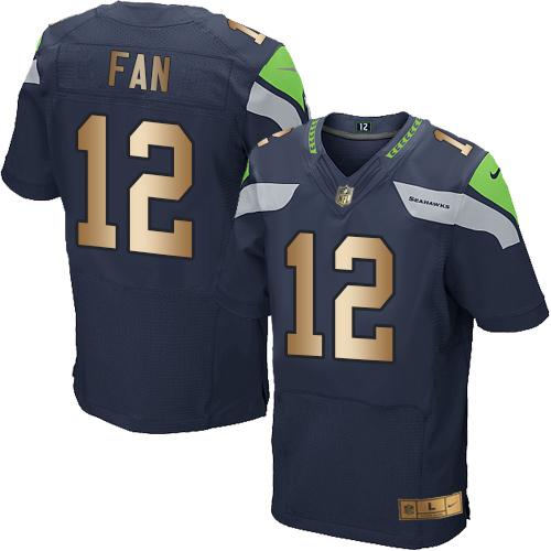 Nike Seahawks #12 Fan Steel Blue Team Color Men’s Stitched NFL Elite Gold Jersey